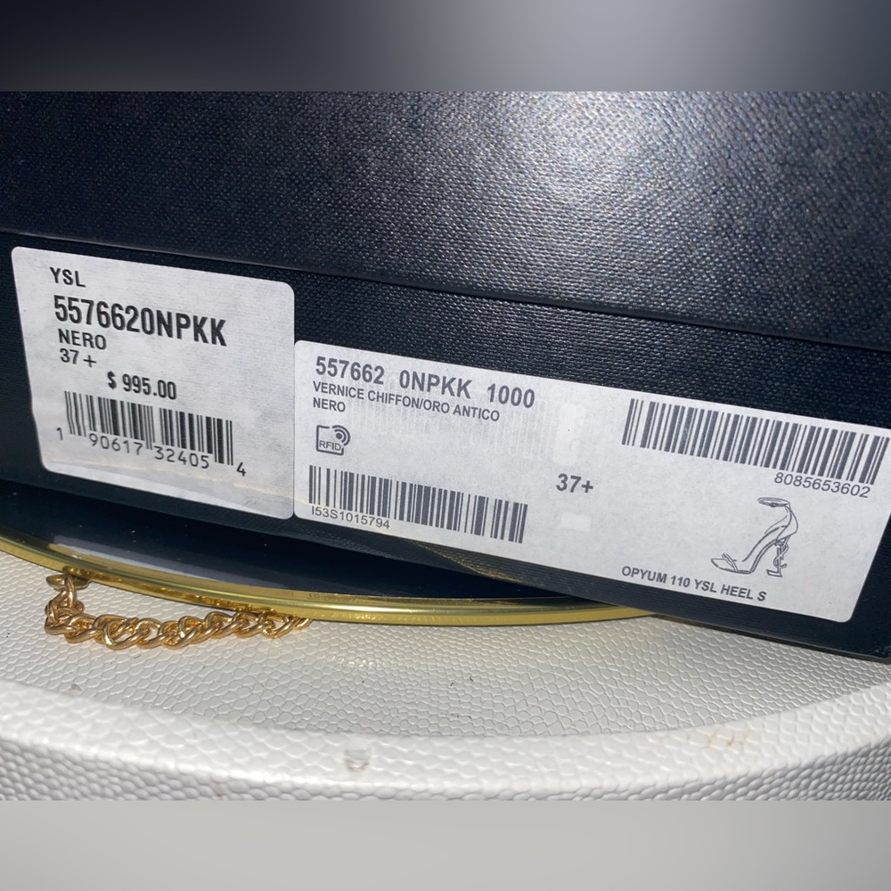 Yves Saint Laurent Vernice Chiffon Oro Antico 37  1/2 /7.5 - Picture 5 of 6